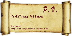 Prónay Vilmos névjegykártya